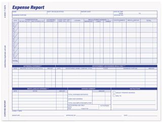Adams 9032 Weekly Expense Report Forms, Two Part Carbonless 11 x 8 1/2, Two Part, 50/Pack