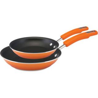 Rachael Ray Non Stick Porcelain Enamel Twin Pack Open Skillet Set, 9.25" and 11"