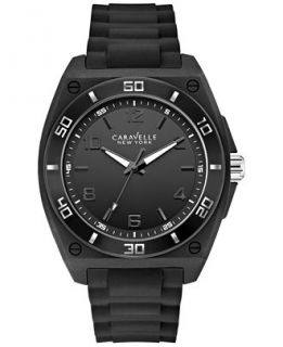 Caravelle New York by Bulova Mens Black Silicone Strap Watch 44mm
