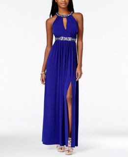 BCX Juniors Embellished Cutout Gown with Side Slit   Juniors Dresses