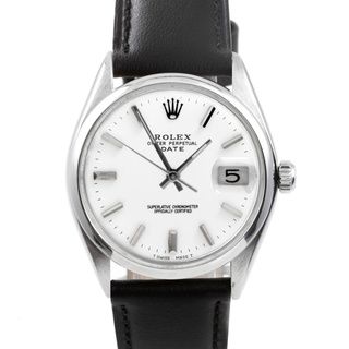 Pre owned Rolex Mens 1500 Date Watch White Dial and Black Leather