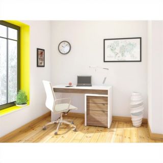 Nexera Liber T 3 Drawer Computer Desk in White and Walnut   211X03 KIT
