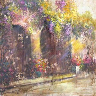 Yosemite Home Decor 40 in. x 40 in. "Printemps II" Hand Painted Canvas Wall Art FCF6337QP 2