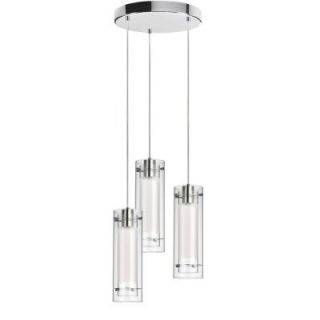 Radionic Hi Tech Nella 3 Light Polished Chrome Round Pendant with Clear Glass and Jewel Tones White Fabric Sleeve Silver Wire 53153R 790 PC