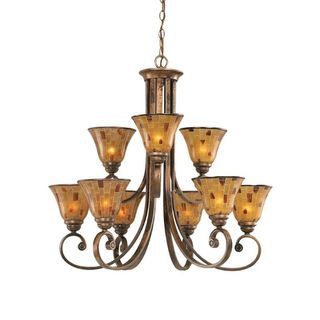 Blayne 9 light Platinum Oak Spindle Chandelier   16147357  