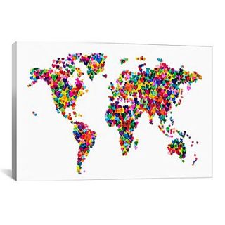 iCanvas World Map Hearts by Michael Tompsett Graphic Art on Canvas; 40 H x 60 W x 1.5 D