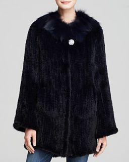 Maximilian Knitted Mink Coat with Fox Fur Collar