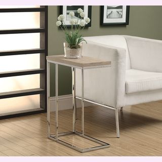 Natural Reclaimed look Chrome Metal Accent Table   15610316