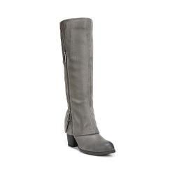 Womens Fergalicious Lexy Knee High Boot Wide Calf Grey Faux Suede