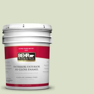 BEHR Premium Plus 5 gal. #420E 2 Palm Breeze Hi Gloss Enamel Interior/Exterior Paint 805005