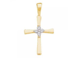 10k Yellow Gold 0.05 CTW Diamond Religious Cross Pendant   0.502 gram    #556 16310