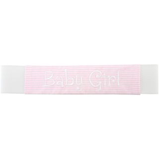 Embroidered Light Pink Stripe Flannel/White Elastic Baby Girl