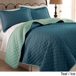 Reversible Two tone Solid Color 3 piece Coverlet Set
