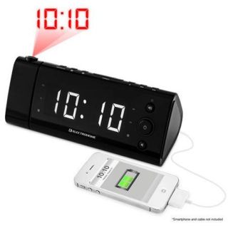 Electrohome USB Charging Alarm Clock Radio for Smartphones with Time Projection, Battery Backup, Auto Time Set
