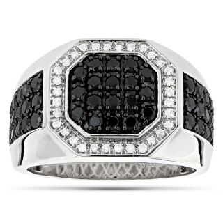 Luxurman 14k Gold Mens 1 4/5ct TDW White and Black Diamond Pinky Ring