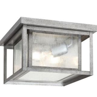 Sea Gull Lighting Hunnington 2 Light Outdoor Weathered Pewter Hanging/Ceiling Pendant Fixture 78027 57