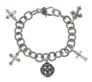 Ann King Sterling/18K 8 Crosses of the World Charm Bracelet —