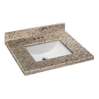 Home Decorators Collection 25 in. W x19 in. D Granite Vanity Top in Giallo Ornamental with White Single Trough Basin 21886