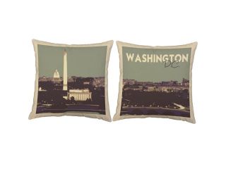 Washington D.C. Pillows 16x16 White Outdoor Cushions