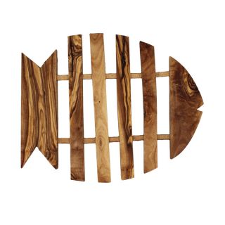 French Home Olive Wood 9 inch Fish Shaped Trivet   Shopping