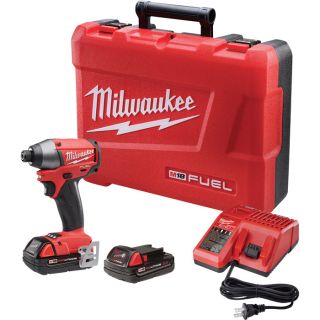 Milwaukee M18 FUEL 1/4in. Hex Impact Wrench with 2.0Ah Compact Batteries, Model# 2653-22CT