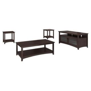 Bush Furniture Buena Vista 4 Piece Coffee Table Set with End Tables and TV Stand