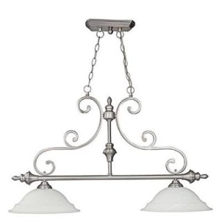Filament Design 2 Light Matte Nickel Island Lighting Fixture with Faux White Alabaster Glass CLI CPT203395391