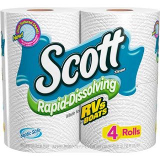Scott Rapid Dissolve Bath Tissue, 4 Pack