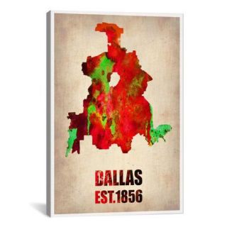 iCanvas 'Dallas Watercolor Map' by Naxart Graphic Art on Canvas