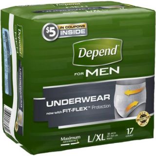 Depend Incontinence Underwear for Men, Maximum Absorbency, L/XL (Choose Your Count)