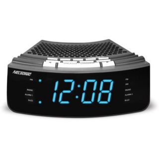 NS Blue LED Clock Radio with Digital Tuner