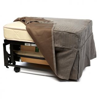 Convertible Ottoman Bed with Single Mattress and Slip Cover   Coffee   6941354