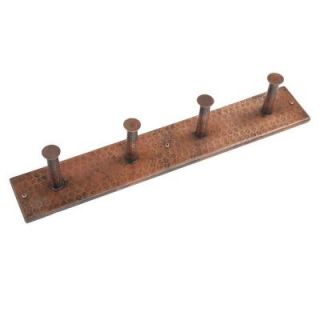 Premier Copper Products Hand Hammered Copper Quadruple Robe Hook in Oil Rubbed Bronze RH4