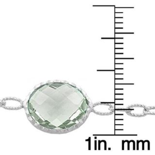 Fremada Sterling Silver Oval Green Amethyst Station Necklace (18 inch)
