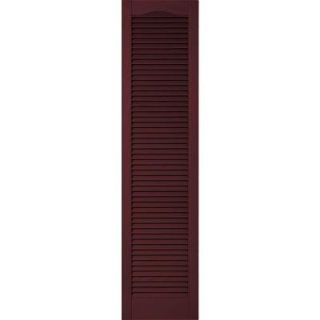 Ekena Millwork 12 in. x 27 in. Lifetime Vinyl Custom Cathedral Top All Open Louvered Shutters Pair Bordeaux LL5C12X02700BD