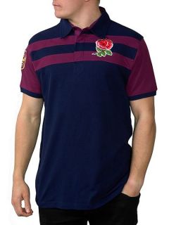 Ellis Rugby English Vintage Red Rose Rugby Polo Navy