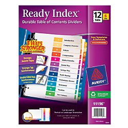 Avery Ready Index 30percent Recycled Table Of Contents Dividers 1 12 Tab Multicolor Pack Of 6 Sets