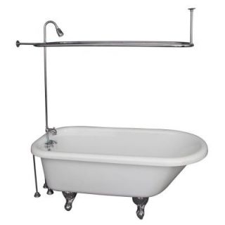 Barclay Products 5.6 ft. Acrylic Ball and Claw Feet Roll Top Tub in White with Polished Chrome Accessories TKADTR67 WCP6