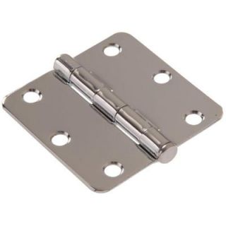 The Hillman Group 3 in. Chrome Residential Door Hinge with 1/4 in. Round Corner Removable Pin Full Mortise (9 Pack) 852795.0