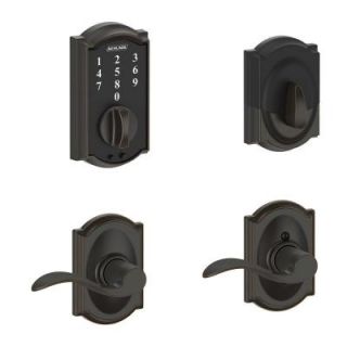 Schlage Touch Aged Bronze Camelot Combo Pack with Accent Passage Lever FBE375 V CAM 716 ACC