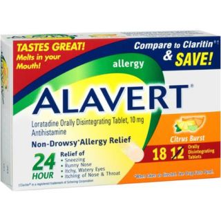 Alavert Non Drowsy 24 Hour Allergy Relief Orally Disintegrating Tablets in Citrus Burst Flavor 18 Count