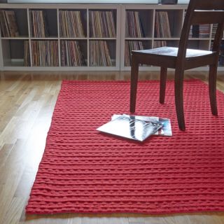 Hand Woven Rhythm Red Wool Rug (50 x 76)   Shopping