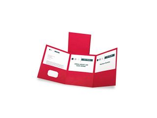 Oxford 59811 Tri Fold Folder w/3 Pockets, Holds 150 Letter Size Sheets, Red