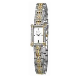 Bulova Womens Crystal Two tone Stainless Steel Quartz Watch