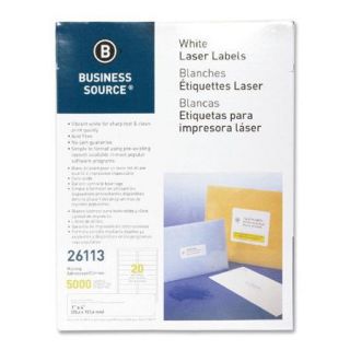 Business Source Mailing Labels, Laser, 1''x4'', 5000 per Pack, White