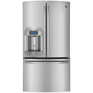 GE Profile 23.1 cu ft Counter Depth French Door Refrigerator with Single Ice Maker (Stainless Steel) ENERGY STAR