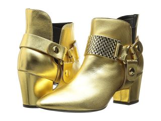 Just Cavalli Low Heel Bootie with Gold Hardware Gold