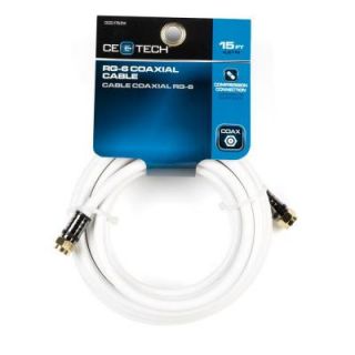 CE TECH 15 ft. 18 Gauge RG 6 Coaxial Cable   White RG6 OPP 15W