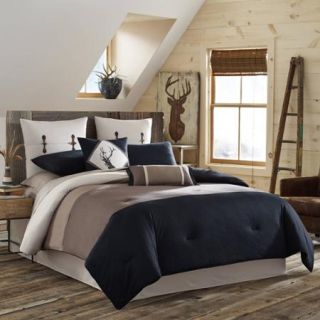 True Timber Pieced Stripe Bedding Comforter Set, Brown