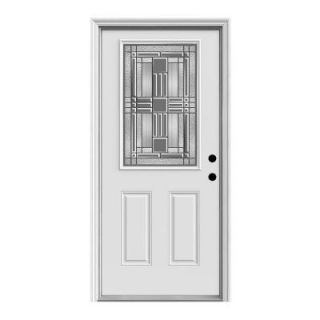 JELD WEN 36 in. x 80 in. Cordova 1/2 Lite Primed Premium Steel Prehung Front Door with Brickmould P26913